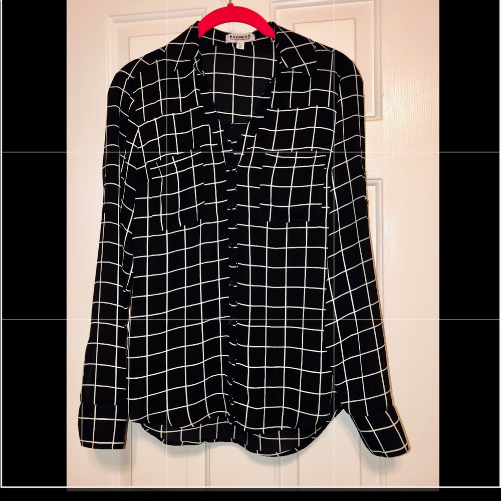 Express portofino black white grid plaid XS nwot